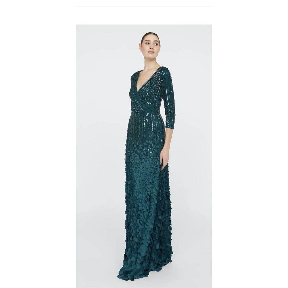 Theia - Arabella Beaded Gown - Size 6 - Poseidon Green - Retail $1295 - New Tags